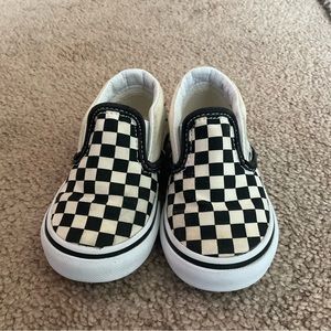 Vans Toddler Checkered Black White Slip On Shoes Size 5